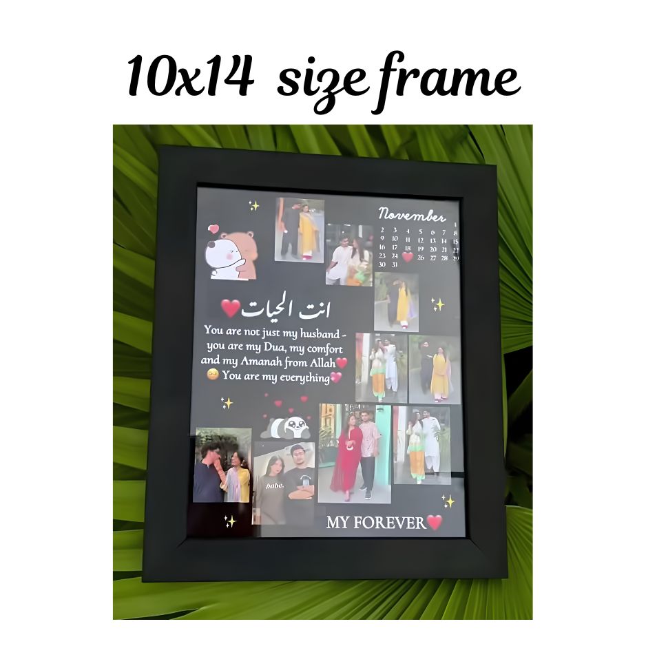 Romantic Anniversary/Birthday Gift - Customized Photo Collage Frame for Husband - Premium Black Border