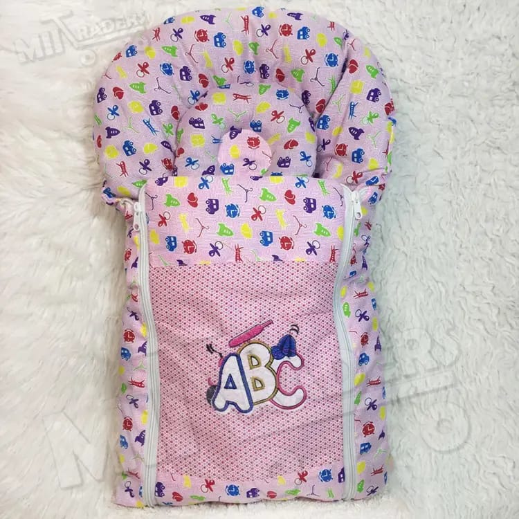 Baby Sleeping Bag with 1 Pillow Multi Design - Headshaper - Carry Nest Bag - Crib 0-1 Year Infant Portable Baby Cots Net Infant Sleeping Bag - baby bistar gaddi - baby nest bed accessories for baby bistar infant newborn dipper bag multicolored