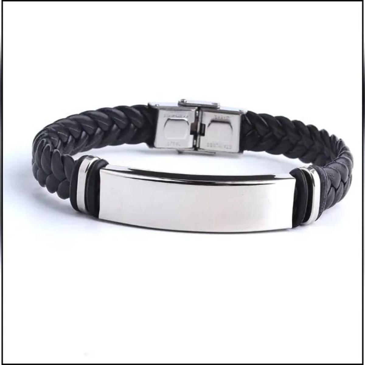 Bracelet in Black Leather With Metal x style, New Fashion Weist Braceletes For Men