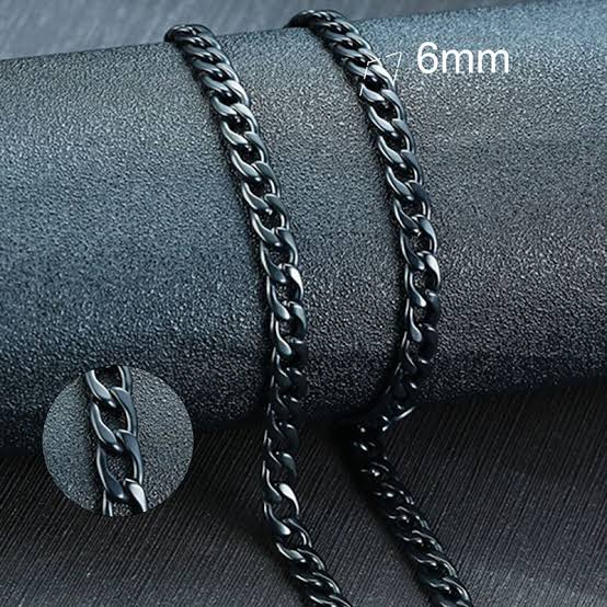 Black Stainless Steel Italian Thin Cuban Neck Chain For Men / Boys / Mens