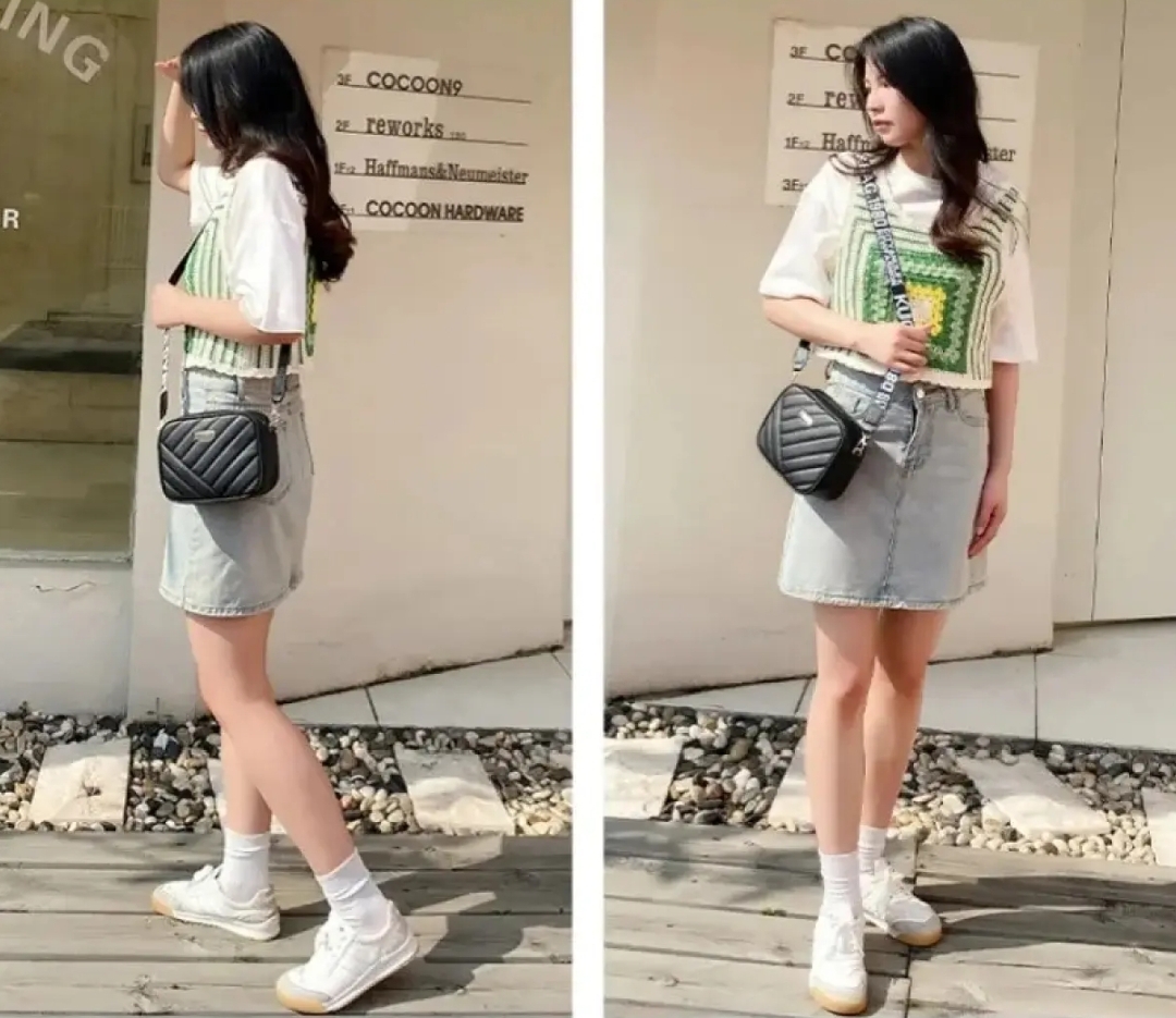 Quilted Crossbody Bag for Women with Logo Strap - Elegant Solid Pattern Shoulder Sling Purse