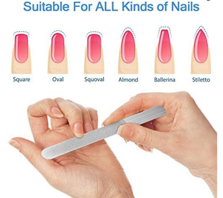 Silver Stainless Steel Nail Filer Nail Art File Single Sided Manicure Pedicure