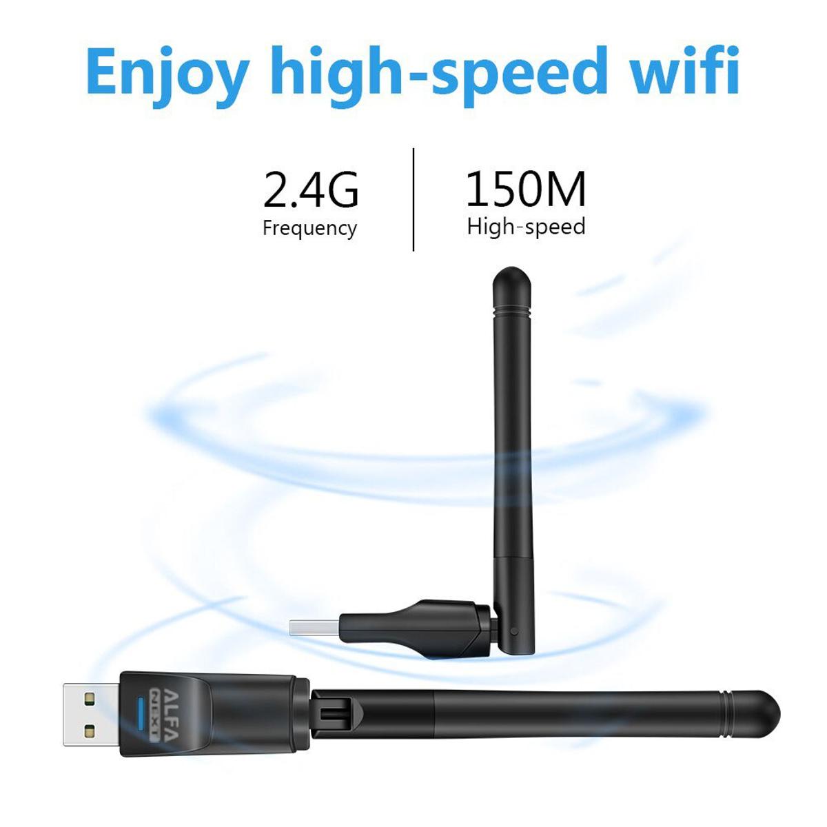 Alfa Net Wifi Wireless-N USB Adapter Antenna Receiver Catcher - Soft AP Utility Super Fast 2.4 GHz 150 / 300 Mbps High Speed IEEE 802.11bgn Internet Dongle Network Card Windows Linux Computer Laptop PC
