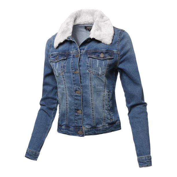 furred denim jacket