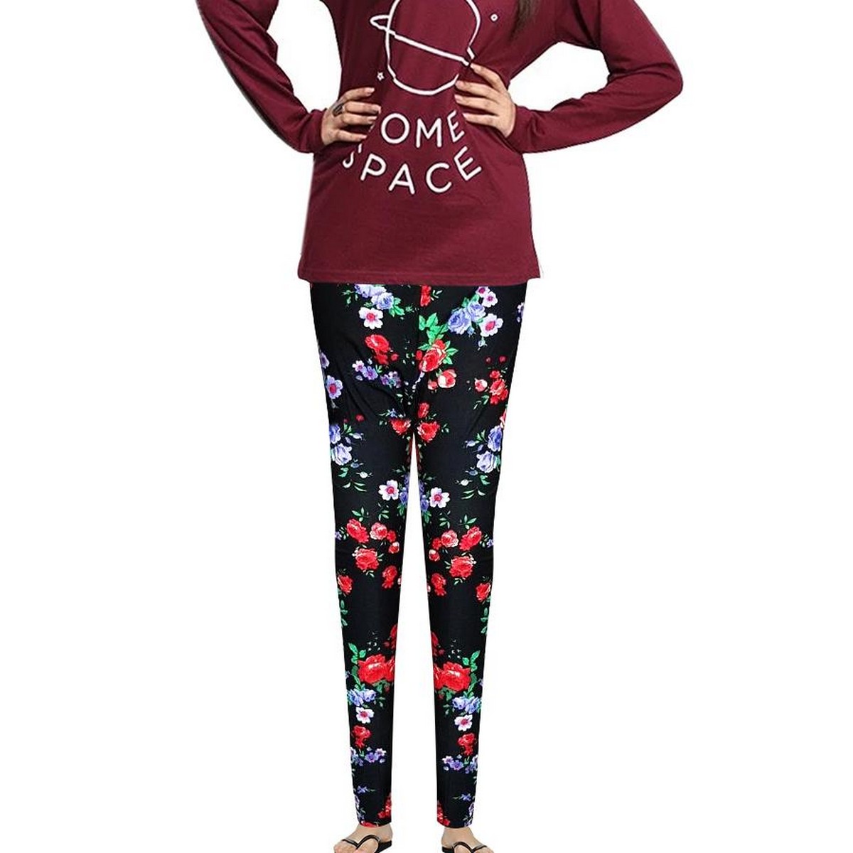 Ladies Black Flower Printed Tights: Buy 