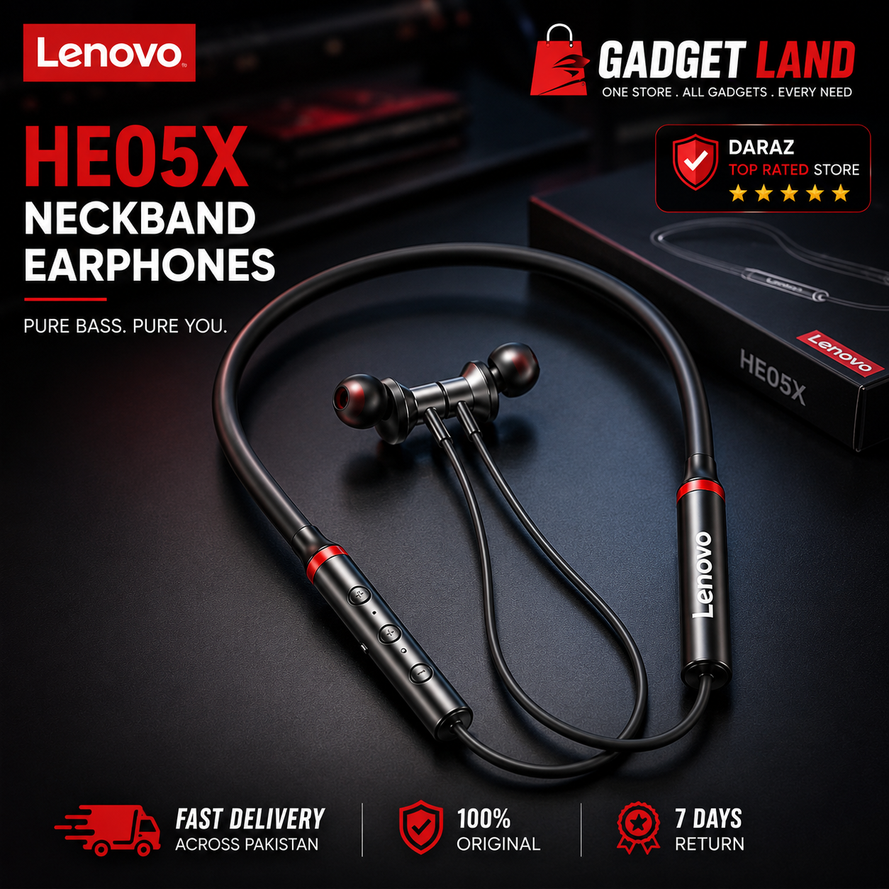 Lenovo HE05 X Wireless Neckband Bluetooth 5.4 Headphone_Wireless Headset With Heavy Bass Stereo Earphones_High Quality Magnetic Attraction_Intelligent Noise Reduction Cancelling_Sports Headset