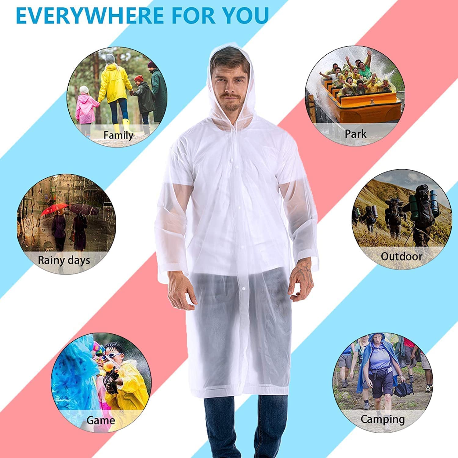 EVA Waterproof Unisex Rain Coat Hooded Full Sleeves Outdoor Men, Women, Boys & Girls Rainwear Poncho Raincoat for Camping, Hiking & Travelling