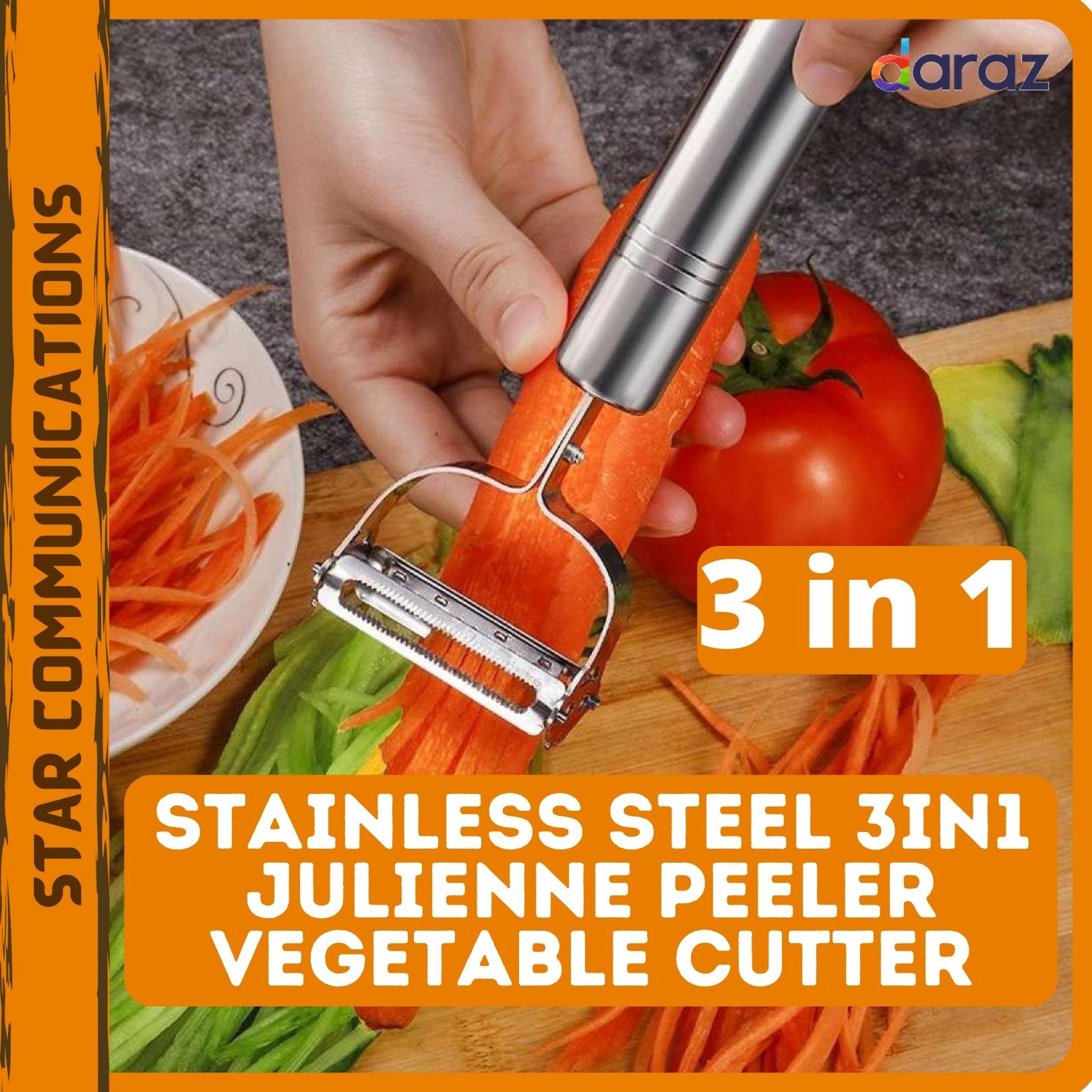 SKYCARPER 3-in-1 Vegetable Peeler & Fruit Peeler, Strip Cutter Vegetable Cutter Fruit & Vegetable Stainless Steel Peeler Set with Peeler, Julienne Cutter and