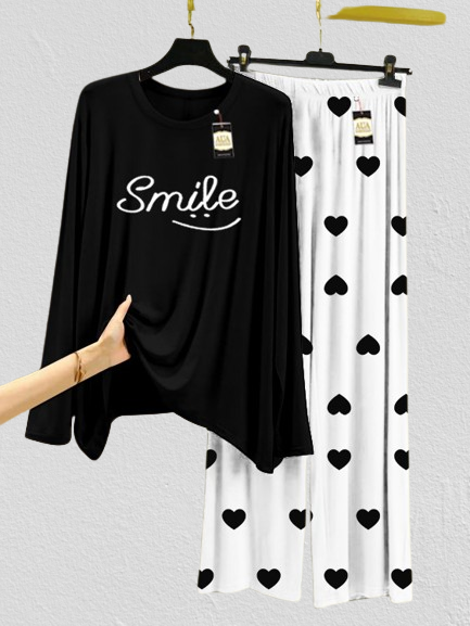 Smile Mini Heart Printed Trouser (001)