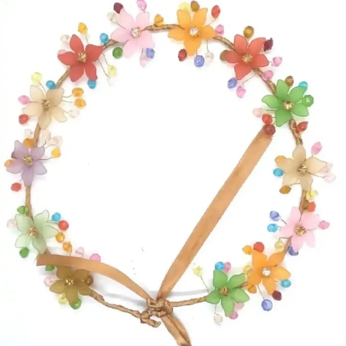 New Fashion Flower Headband With Ribbon Wearth Wedding Party ladies Girls Garlands Floral Crown Rhinestone Hairband