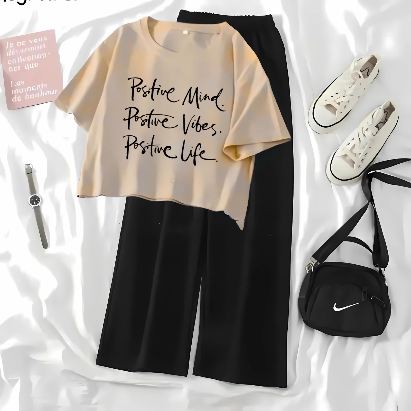 Soft and Comfortable Crop Top T-shirt with Flapper Trouser Combo for Women and Girls