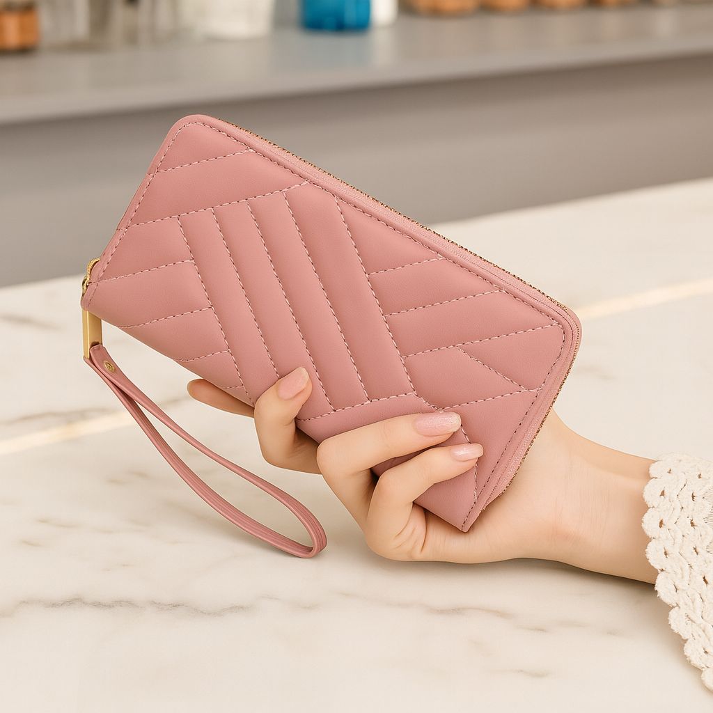 Premium Women’s Fashion Wallet – Multi-Color PU Leather Long Purse with Zipper & Charm