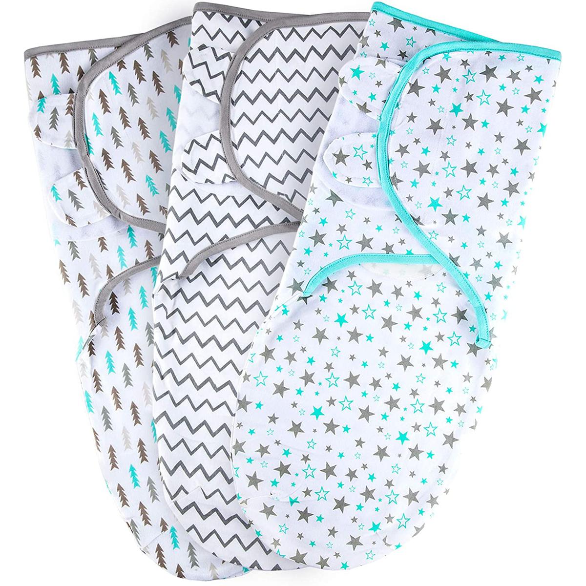2pcs Baby Swaddle Blanket, 0 to 6 M Swaddle Wrap for Infant, Adjustable Newborn Swaddle, Organic Cotton Baby Swaddle