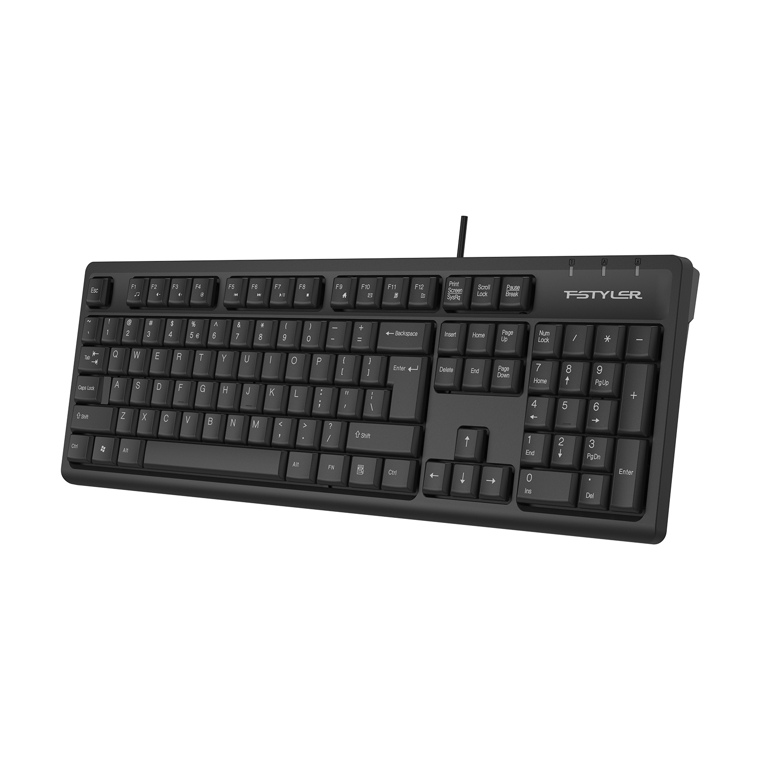 A4Tech FK12 Multimedia Wired Keyboard - Round-Square Keycaps - Waterproof Design - For PC/Laptop