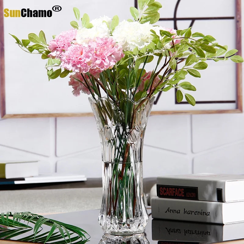 European Large Glass Transparent Vase Living Room Decoration Flower
