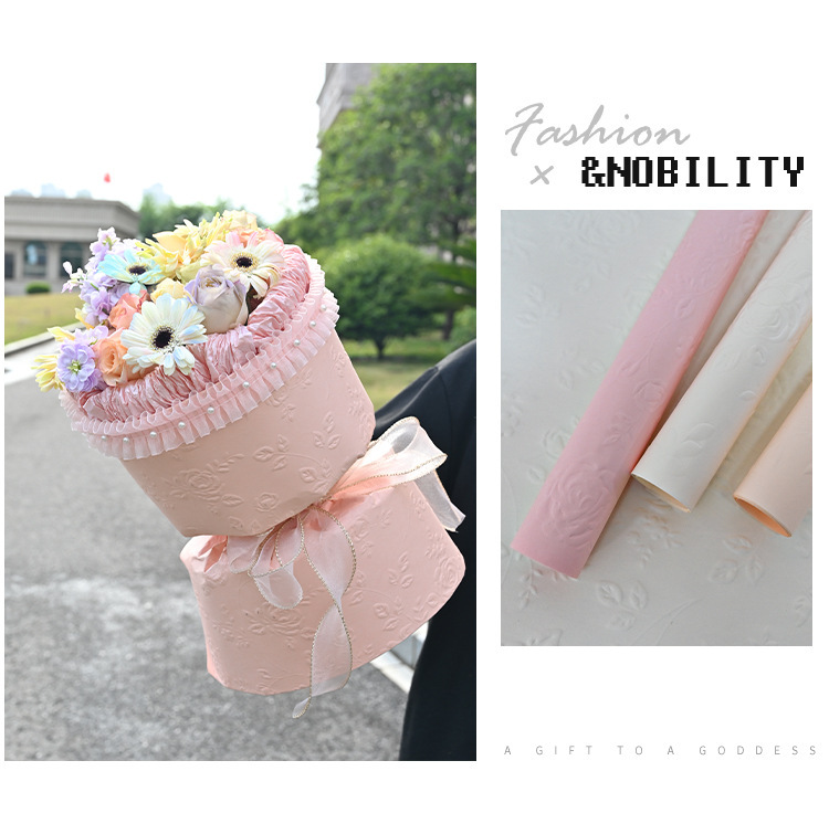 Three-dimensional embossed flower wrapping paper bouquet wrapping paper  imported waterproof art paper Fenghua paper flower