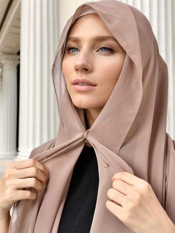 Instant Chiffon Hijab Set 3-in-1 Hijabs Scarf with Built-in Magnets and Undercap Head Wraps with Modal Cap