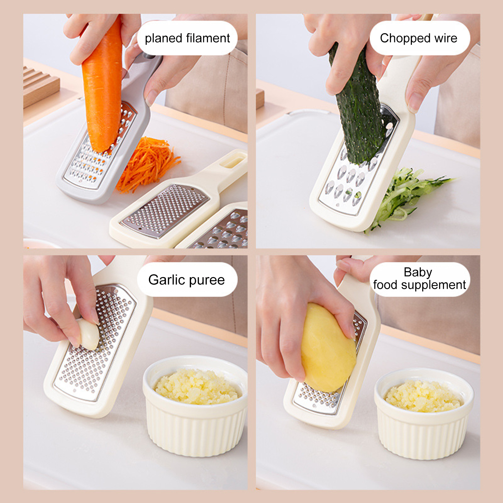 Potato Shredder Ergonomic Handle Portable Manual Fruit Carrot Cheese Butter Grater (Set Of 3)