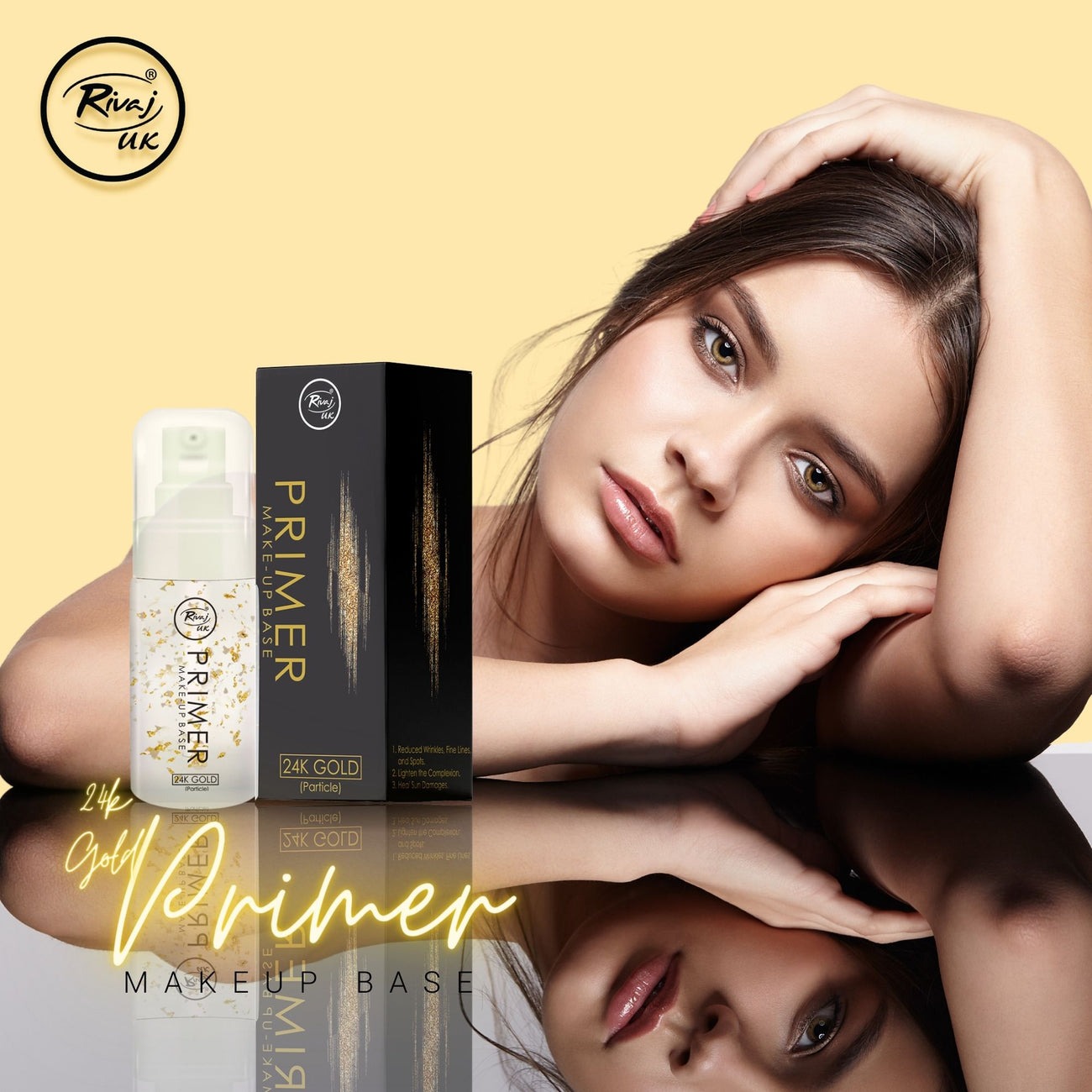 Rivaj 24K Gold Makeup Primer Base - Skin Tinted Beauty Product