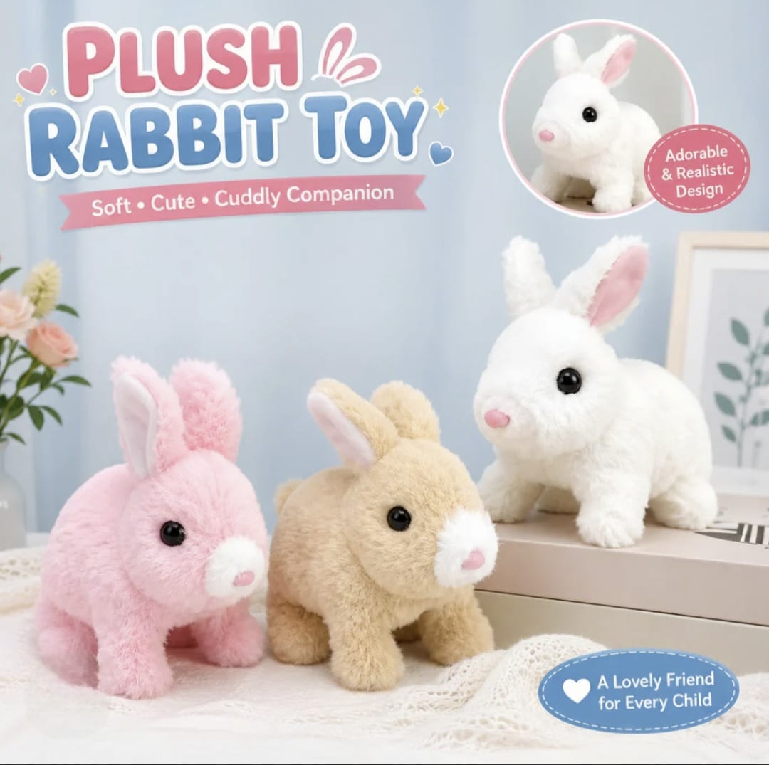 1pc Cute Electronic Bunny Walking Rabbit Toy Soft Stuffed Bunny Toy Jumping Running Soft Plush Toy for Kids Cuddly Gift for Boys, Girls & Babies