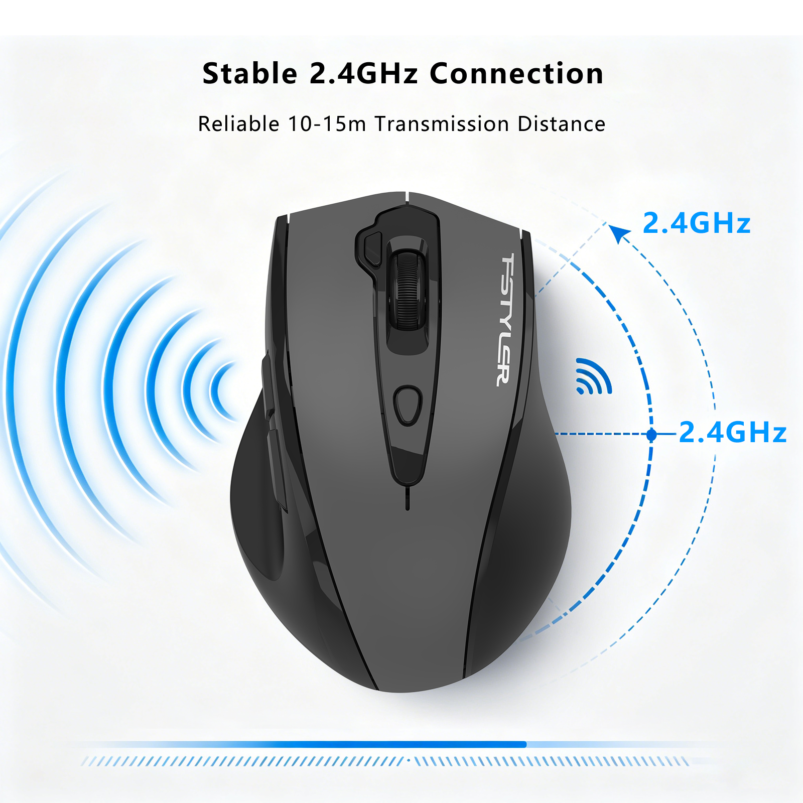 A4Tech Fstyler FG55S Plus 2.4G Wireless Mouse - 3200 DPI 5 Level Adjustable - Right-Handed Fit - Silent Clicks - For PC, Laptop, Tablet