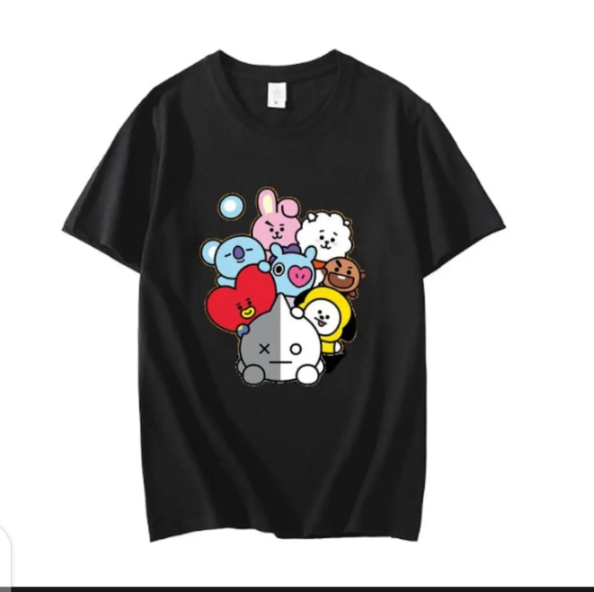 New Design BT21 K-Pop BTS ARMY Printed Cotton Half Sleeves High Quality O Neck T Shirt For