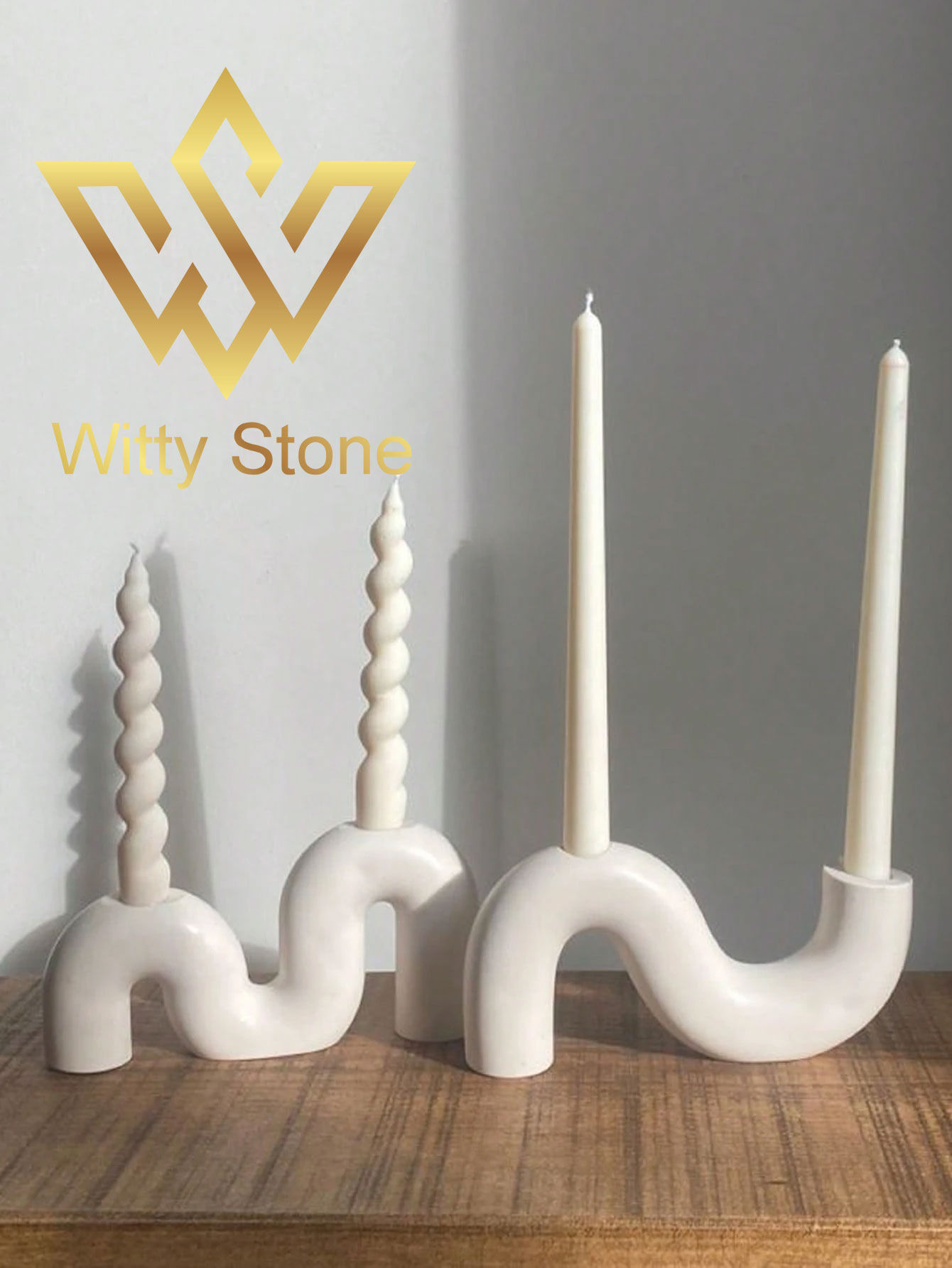 S-Shape Candle Holder M-Shape Candle Holder Concrete Home Decor Table Decoration  / Witty Stone