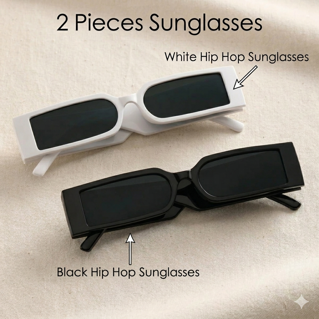 UrbanHive.pk Rectangle Frame Fashion Sunglasses For Men & Women - Full Rim Square Sun Glasses For Girls & Boys - Unisex Vintage Summer Eyewear Shades for Ladies