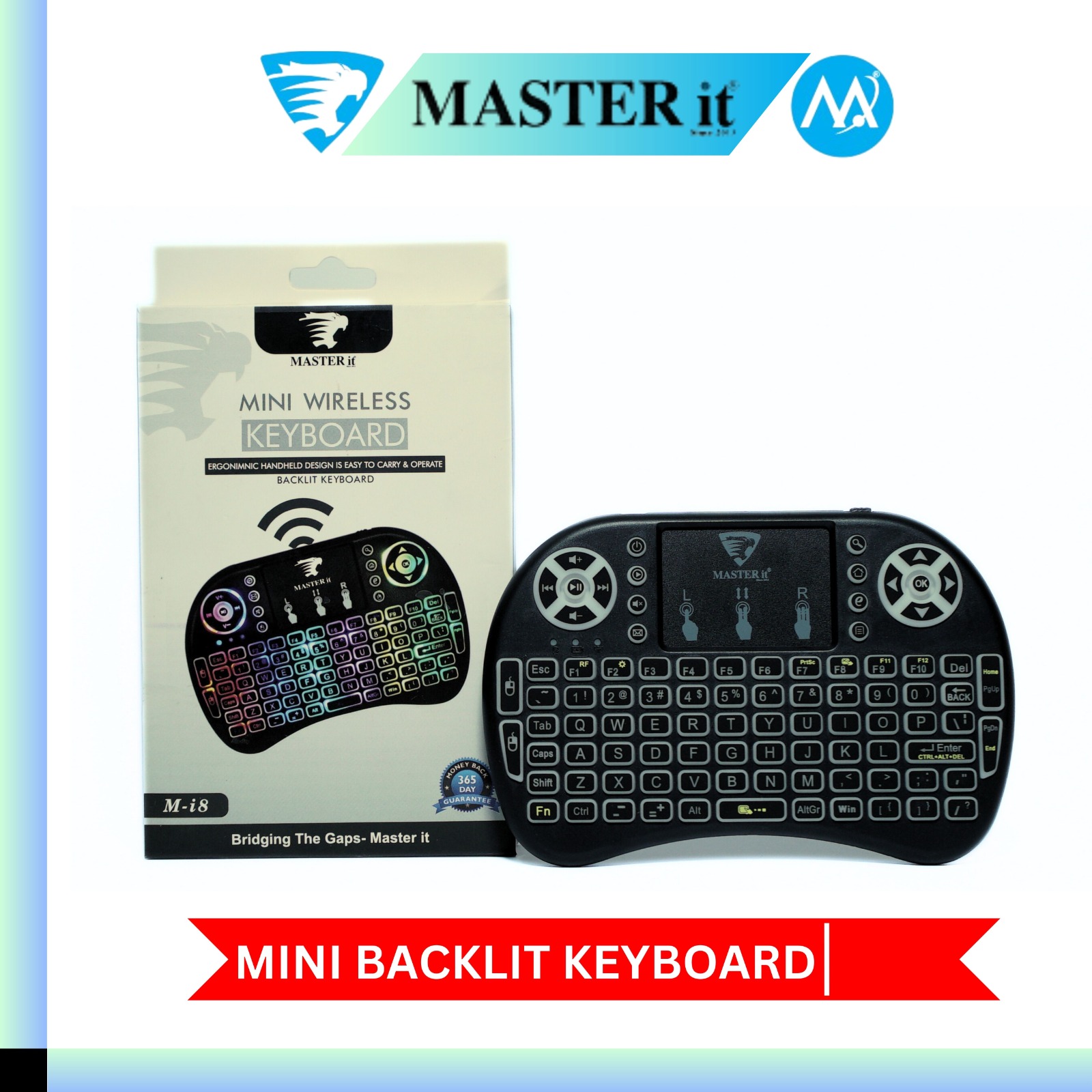 Mini Wireless Keyboard 2.4GHz Air Touchpad Mouse, Compatible With Android TV Box, Smart TV, PC Black