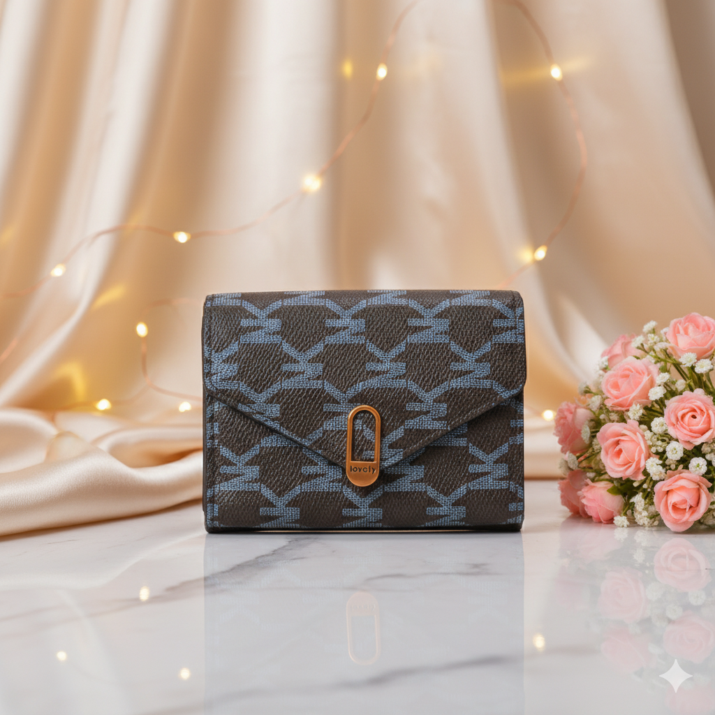 Mini Trifold Wallet for Girls and Women, PU Leather, Zip Closure, Compact Design