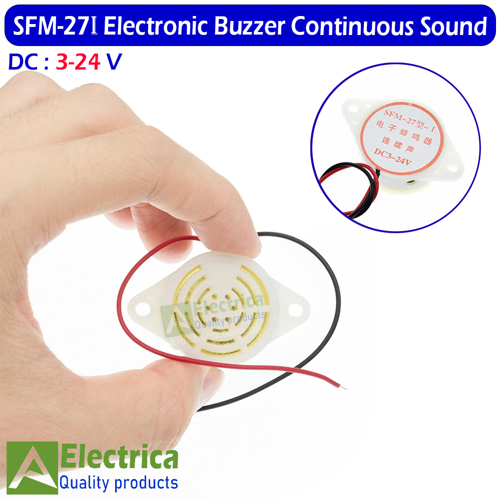 95DB Decibel Alarm DC 3-24V 12V Beep Electronic Buzzer Alarm Continuous Beep for Arduino Car Van SFM-27I by Electrica