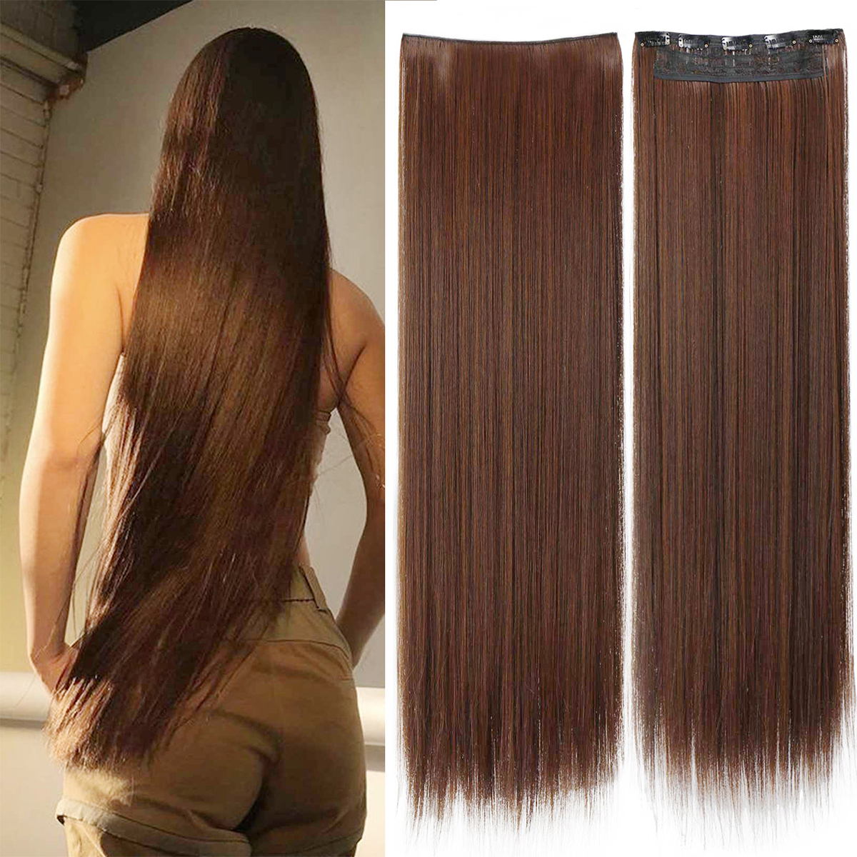 Elegant 5 Clips In Straight Hair Extension
