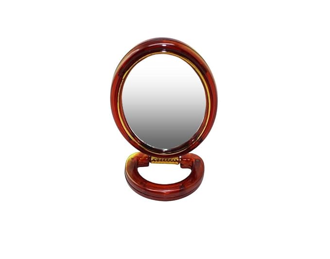 Wood Round Beauty Tabletop Mount Makeup Mirror Both Sides One Side Magnifying Stand Mirror For Bathroom/ Dressing Table/ Shaving/Parlours And Salons