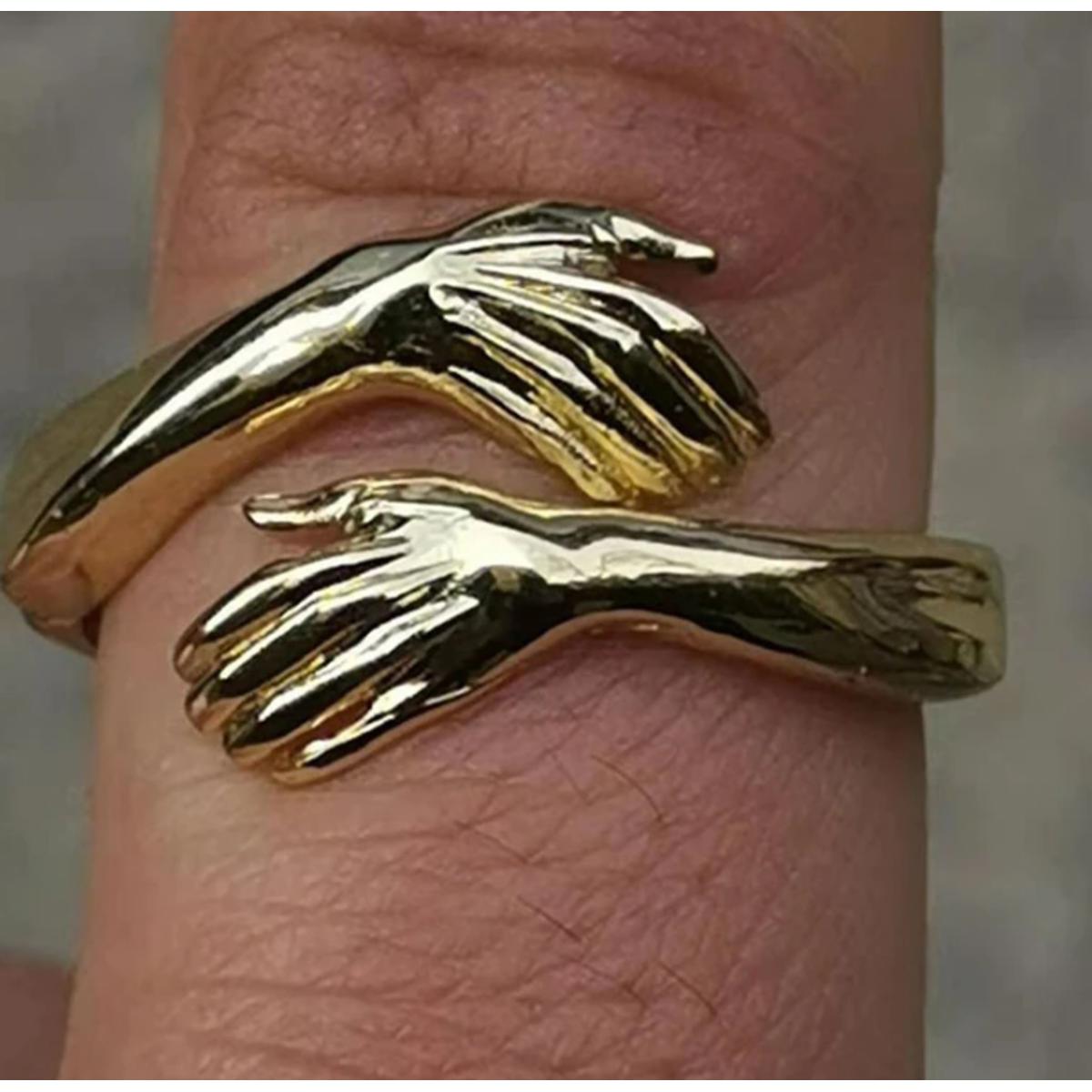 Hug Rings for Girls Couple Open Adjustable Rings Cute Minimalist Hands Embracing Love Ring For Women Couple Party Gift Select Color under Variations
