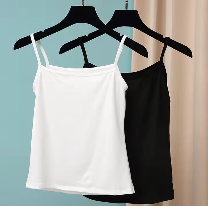 Pack of 3 Women Simple Camisoles Summer Girl Strap Cotton Sleeveless Thin Camisole Vest Solid Top Simple Base Vest Multicolor Tops Female Undies