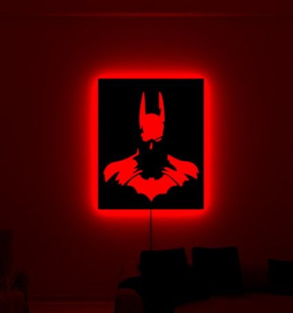 Modern LED Batman Silhouette Wall Light - Multi-Color Decorative Light for Gaming Rooms and Kids' Bedrooms
