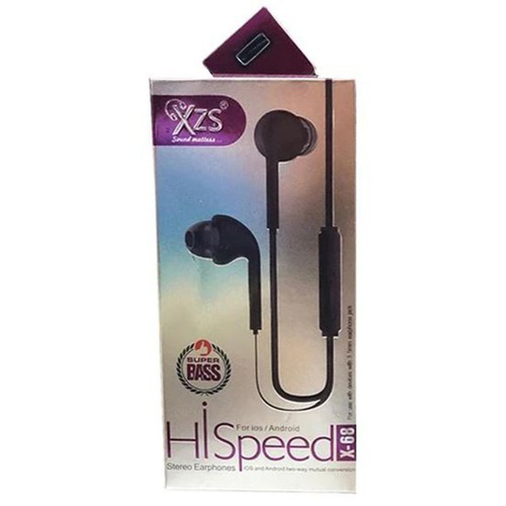 Original XZS Super Bass Hi Speed X-68 Stereo Earphones Handsfree