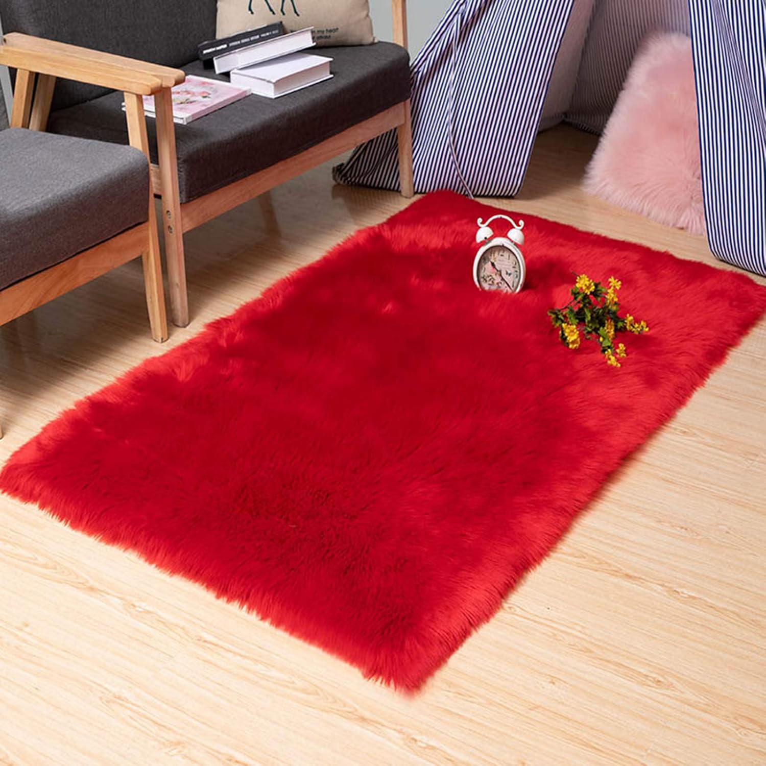 Faux Sheepskin Rug Grey Sheep Foot Door Mat Rug 24inch x 39inch
