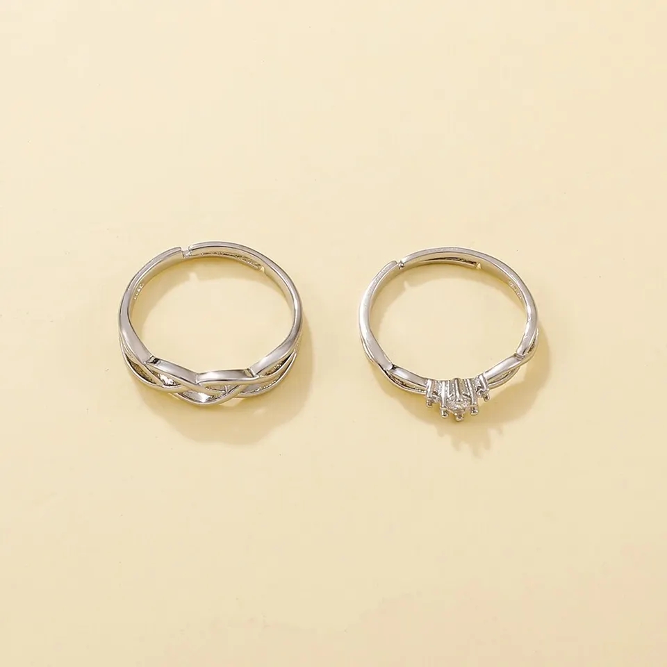 New Zircon Couple Ring For Women Men Fashion Flower Crown Proposal Promise Engagement Wedding jewelry