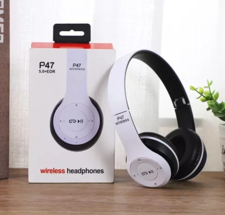 P47 Wireless Headset Bluetooth Foldable Headphone (Connect with All Smart Cell Phones / Laptops / Computer Systems).