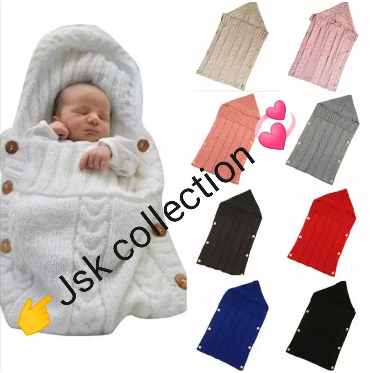 Baby Swaddle Hood Wrap sheet Warm Knitted Wool Crochet Sleeping Bag Blanket Solid Buttons Winter Warm Sleeping Bag