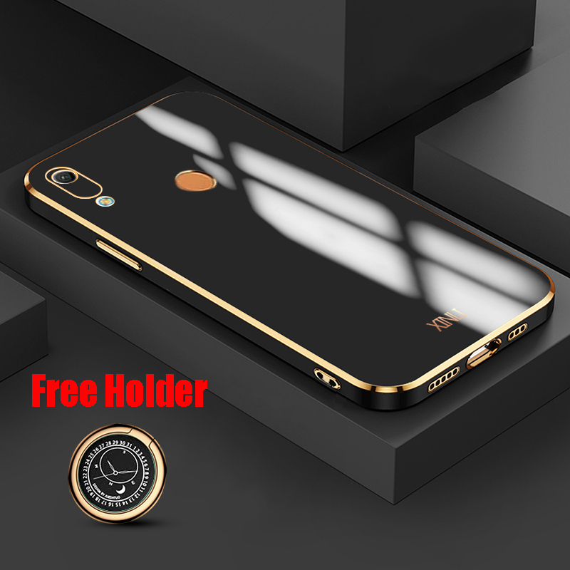 For Huawei Y6 Prime 2019 Back Cover with Ring Holder Luxury 6D Plating
