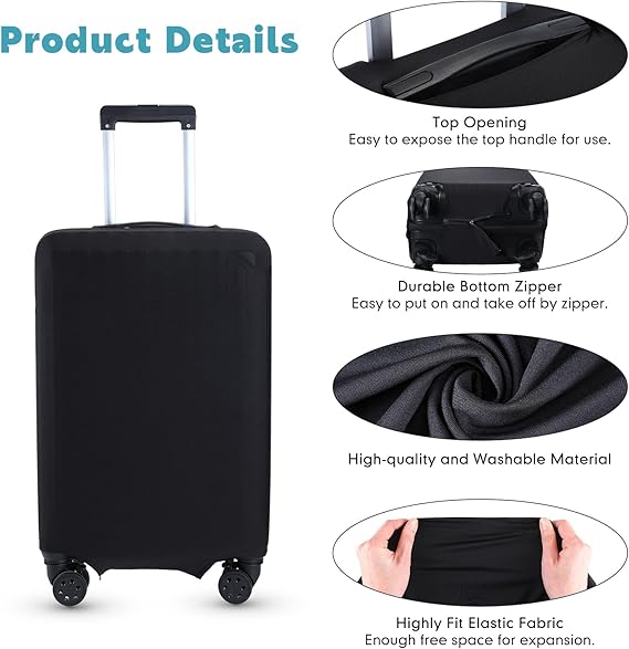 Luggage Cover Water-Washable Suitcase Cover, Spandex Elastic Anti Scratch Luggage Protective Covers for Business Trip School Daily Use premium stretchable material