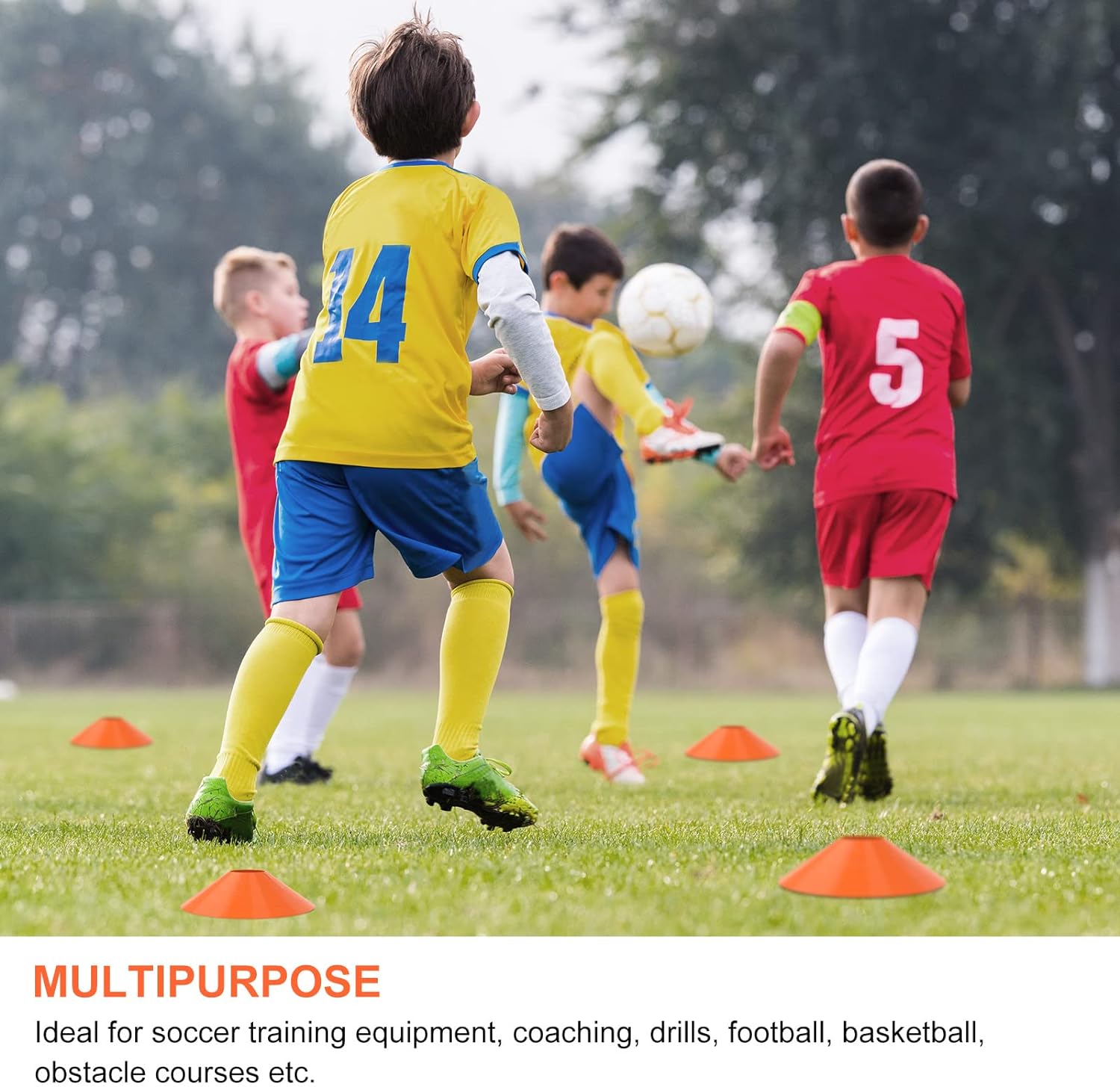 12 Pcs Football Training Cones - Football/Sports/Hockey/Road Marker, Safety and Goal Keeper shin Space Marking in the Ground
