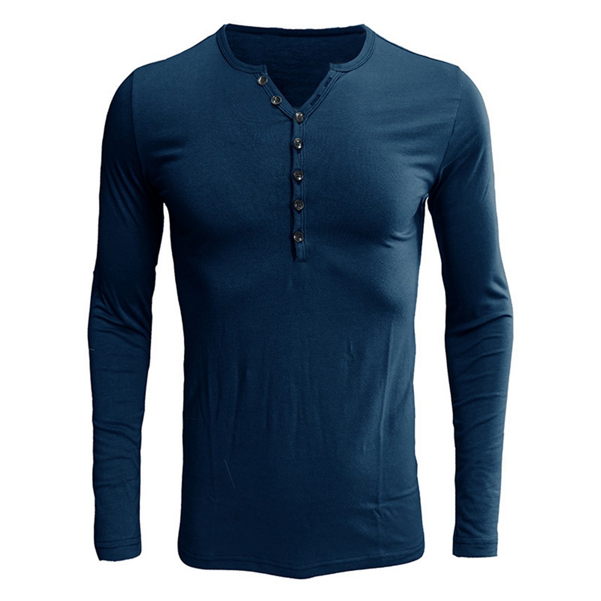 Men Pullover Long Sleeve Pure Color Close fitting T shirt Daraz.pk