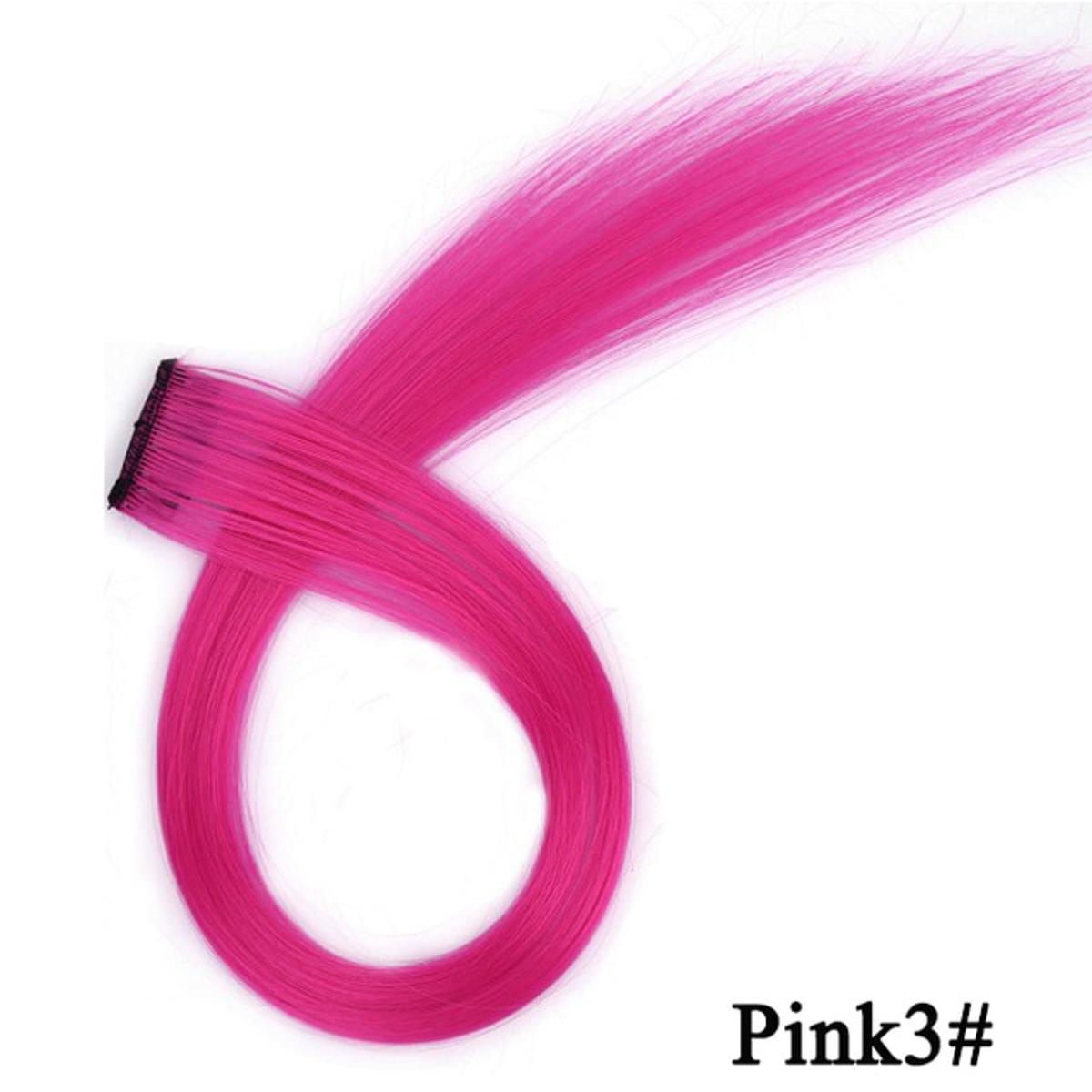 20inch Long Straight Synthetic Clip Extension - Pink