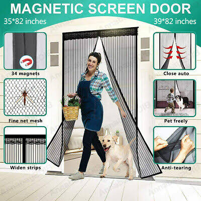 Magnetic Mosquito Net Door Curtain 100x210cm Anti Insect Mesh Screen Door Curtain Automatic Magnetic Closing Fly Bug Screen Partition Self Adhesive Easy Install No Drill for Home Kitchen Balcony Bedroom Door Summer Machar Jali