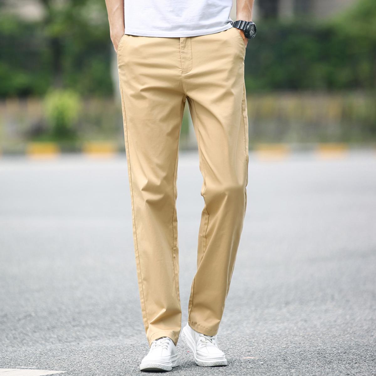 Pants for men-Beige color Cotton Jeans Pants-Regular fit-Men's