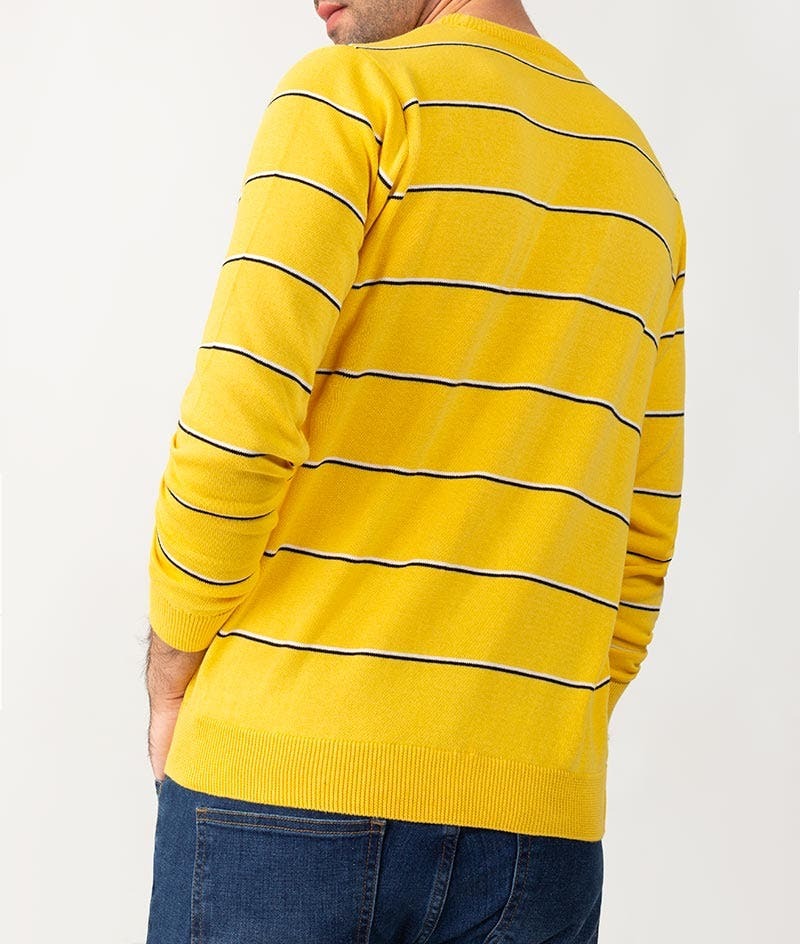 Sweatetrs For Mens Yellow Colour Sweater For Mens with Black& White lining with high Quality stuff