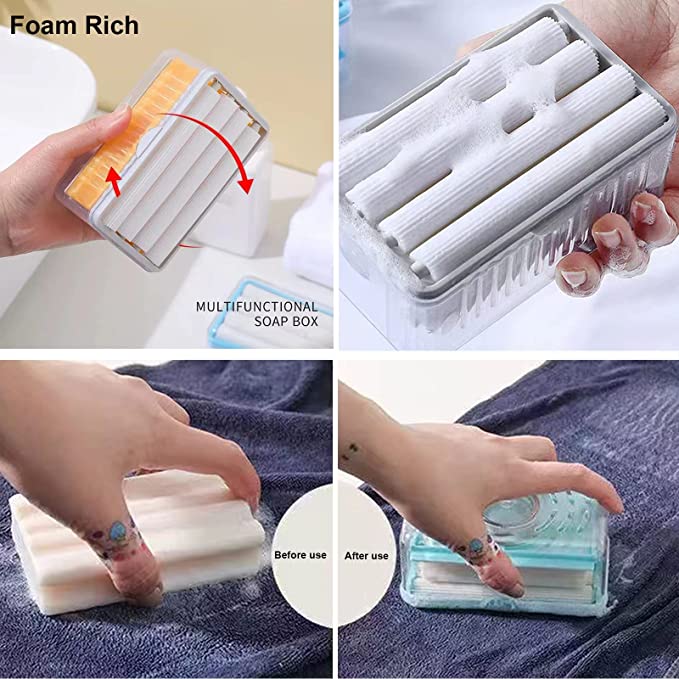 Multifunction Foaming Soap Dish With Drain Soap Box With Bubbler Suitable For Laundry Soap Holder For Bathroom Cleaning Tool